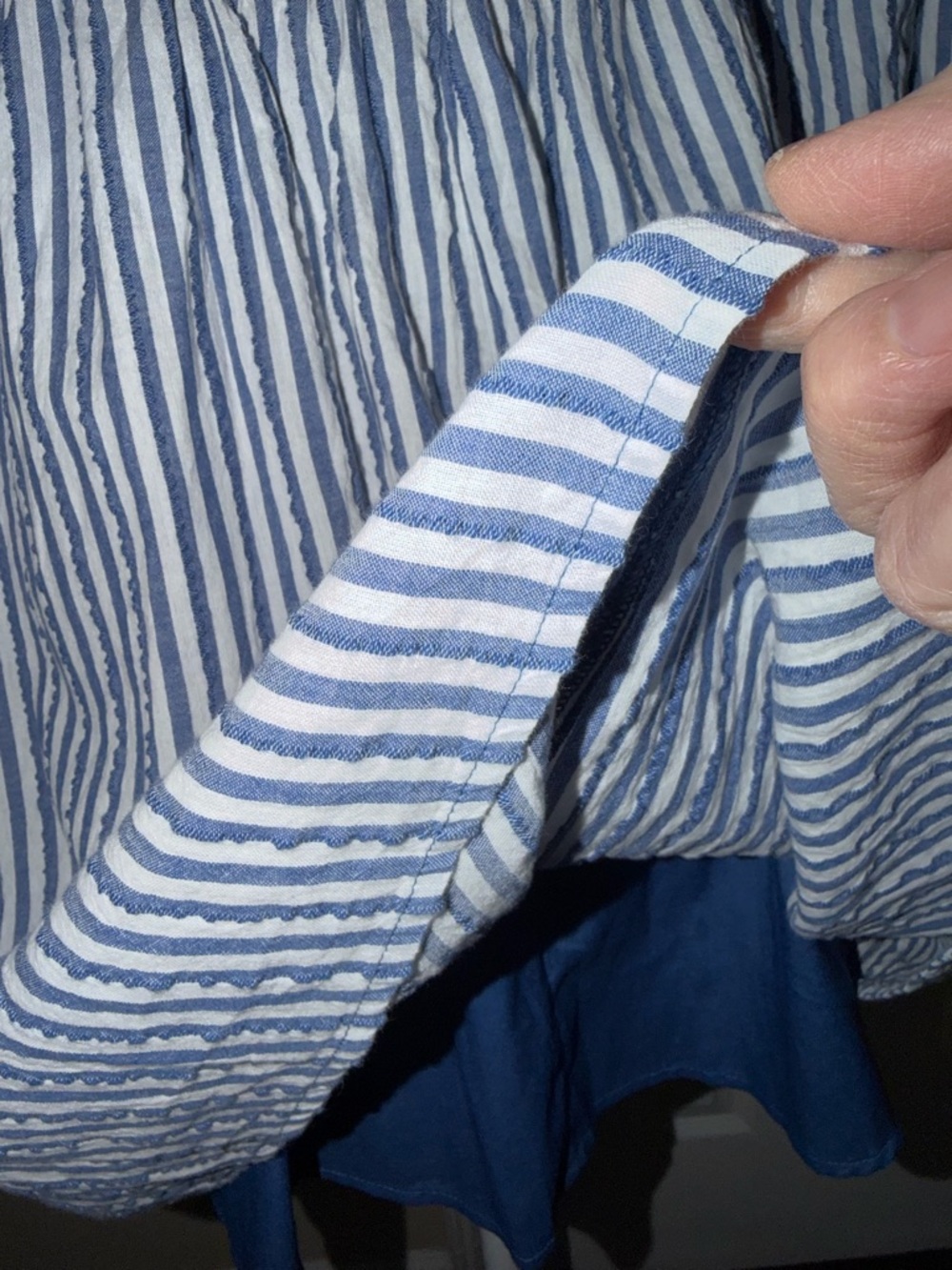 American Eagle Women's Blue & White Striped Puff Sleeve Embroidered Mini Dress S - Picture 7 of 13